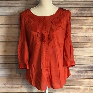 Anthropologie Tops - Anthropologie Maeve Burnt Orange Blouse Size 8 039 Anthropologie Tops - Anthropologie Maeve Burnt Orange Blouse Size 8 039